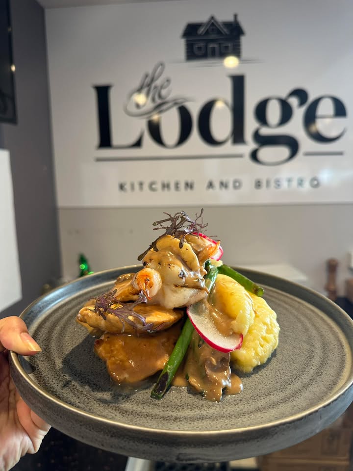 Featured image for “Indulge in our delicious Chicken Scaloppini, served with creamy mashed potatoes, seared scallops, juicy prawns, and garlic-infused green beans. A perfect blend of flavors for a hearty and satisfying meal! #thelodgekitchen #wp”