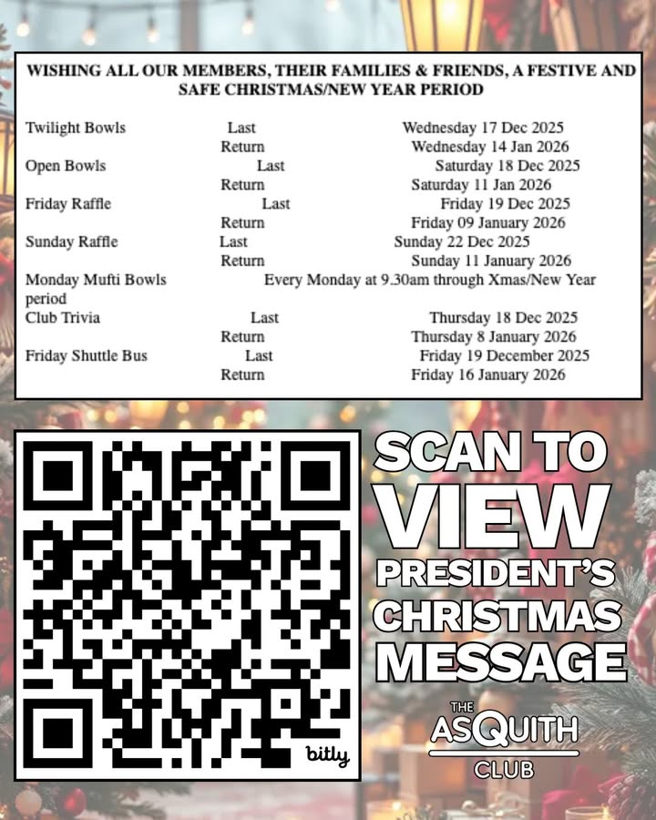Featured image for “Asquith Club Christmas Update: Activity Changes & President’s Message”